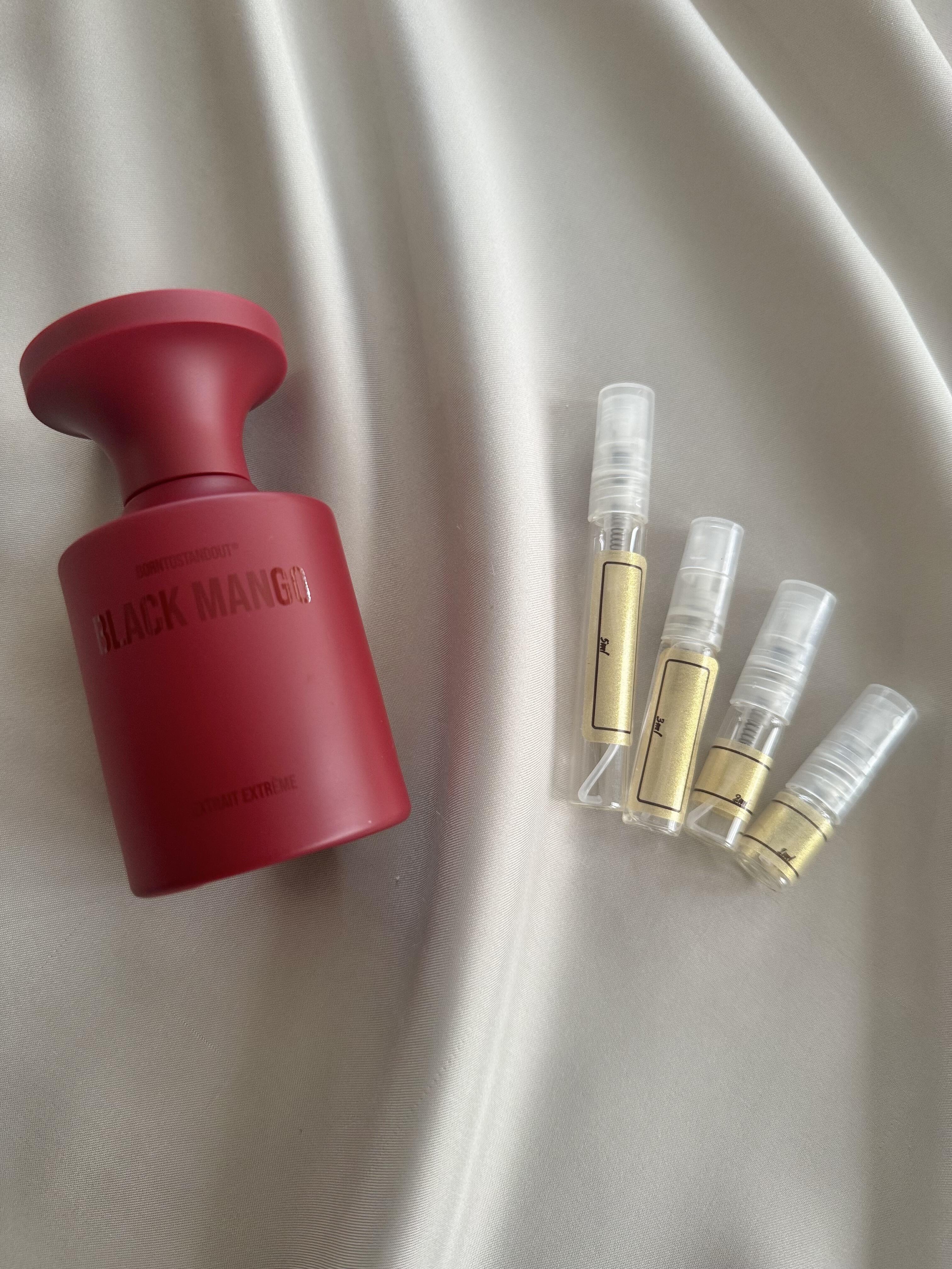 BORNTOSTANDOUT Black Mango with sample bottles