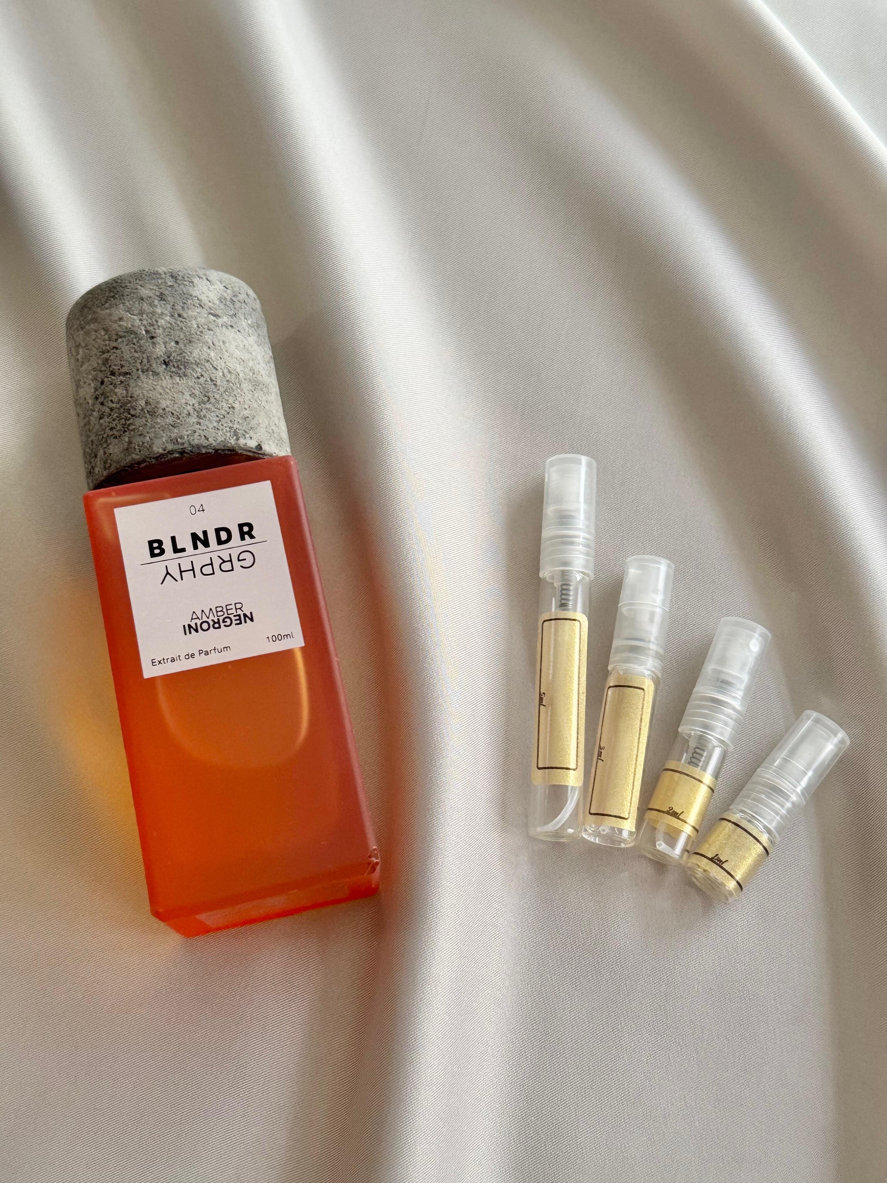 BLNDRGRPHY Amber Negroni with sample bottles