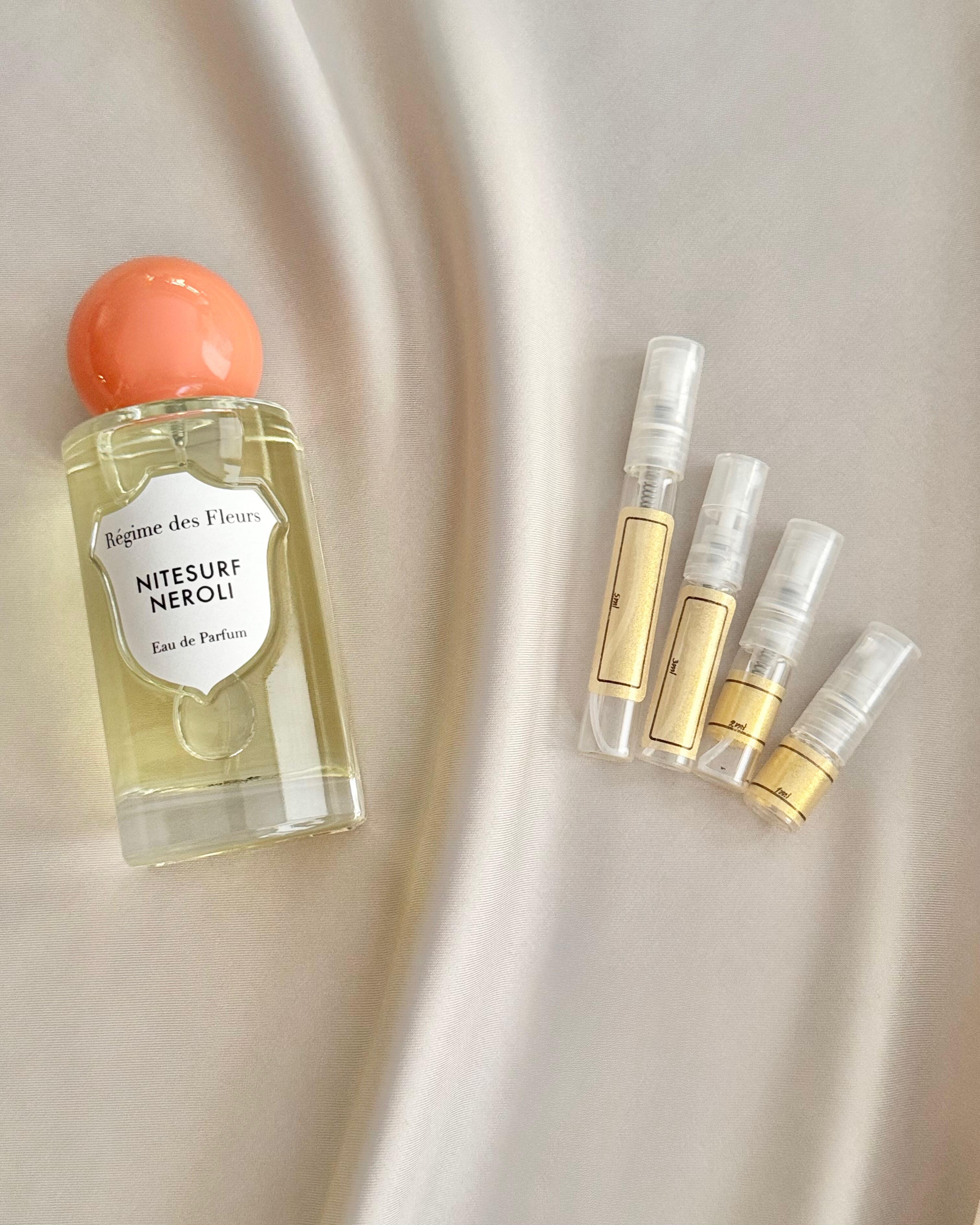 Regime Des Fleurs Nitesurf Neroli with sample bottles