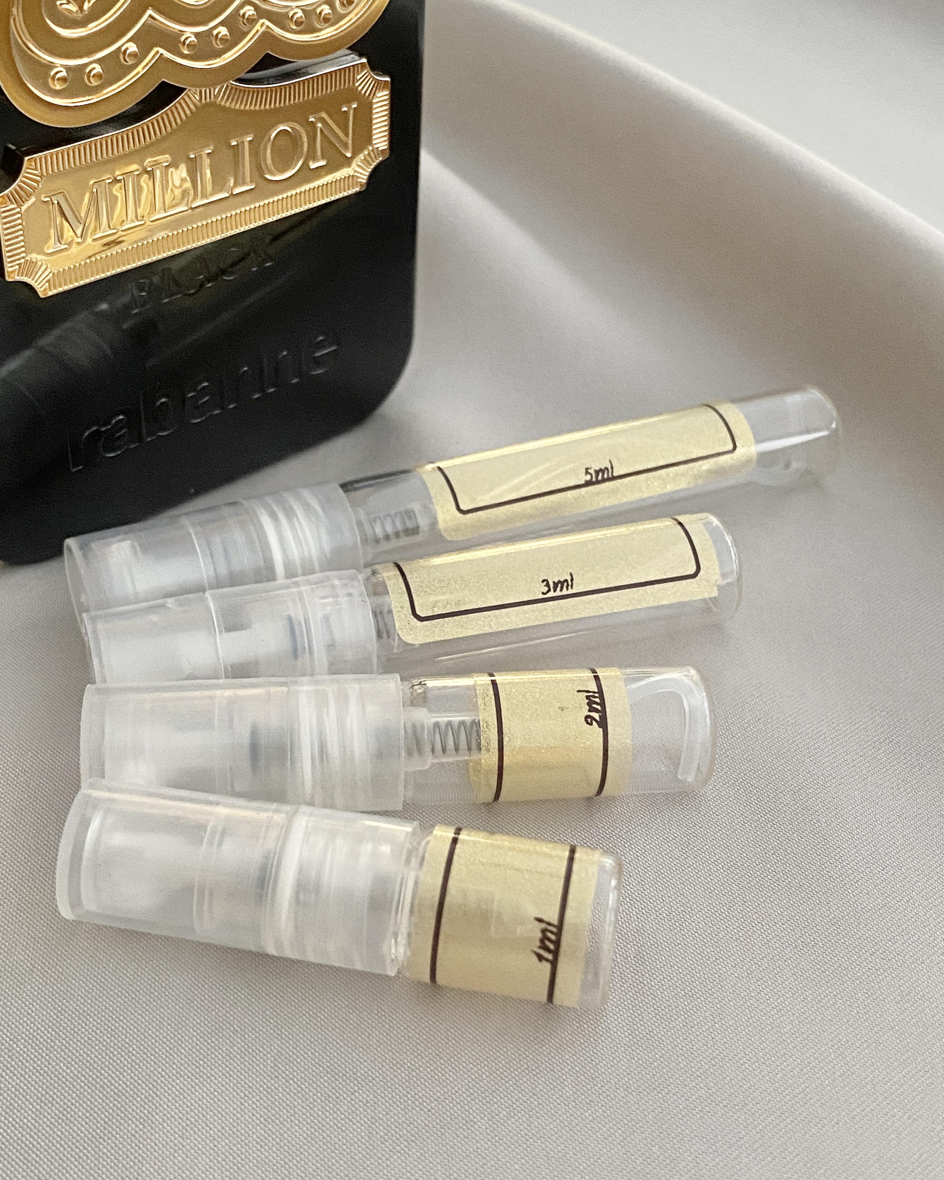 Rabanne 1 Million Black and  sample bottles