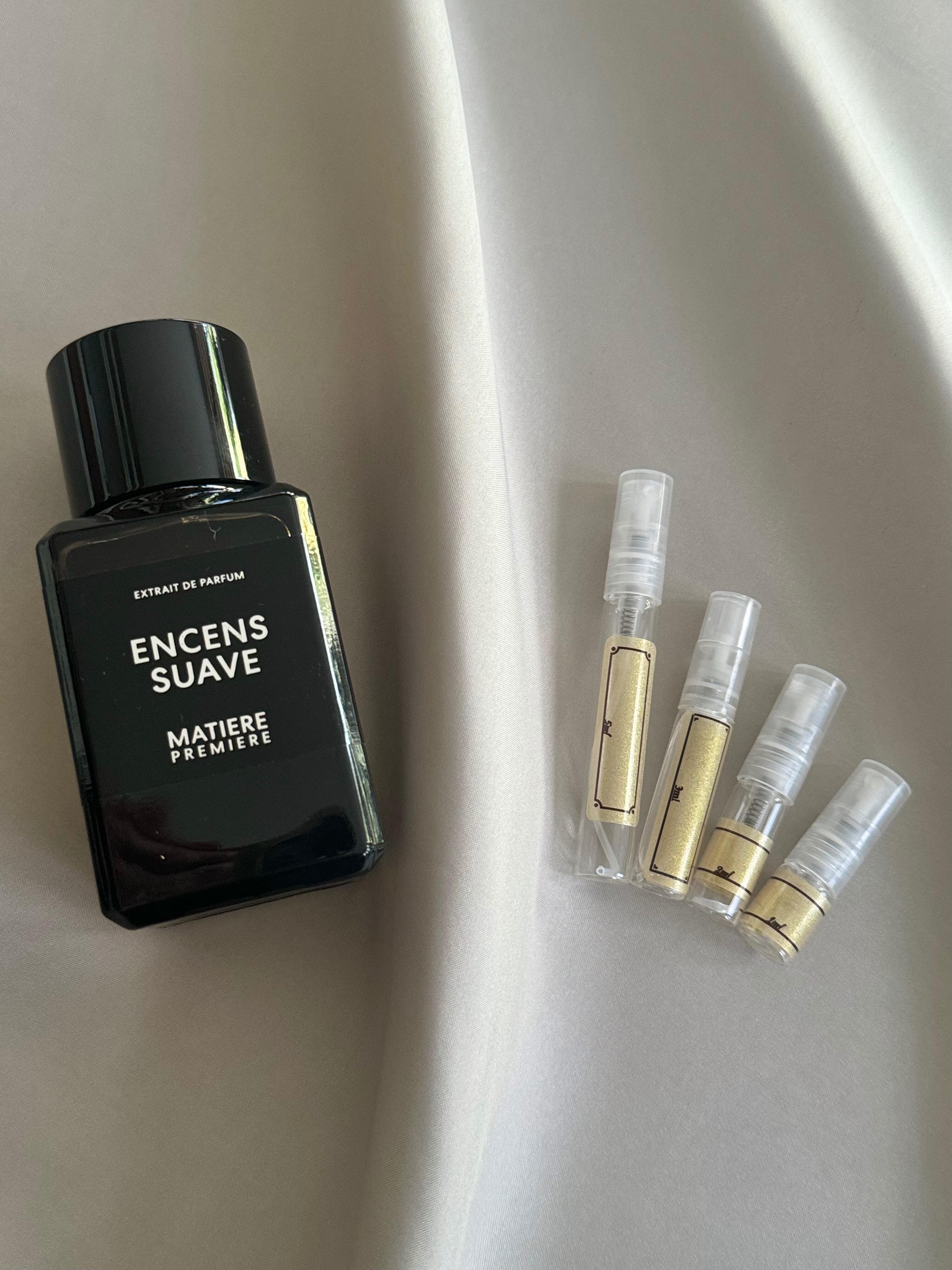 Matiere Premiere Encens Suave Extrait perfume with sample bottles