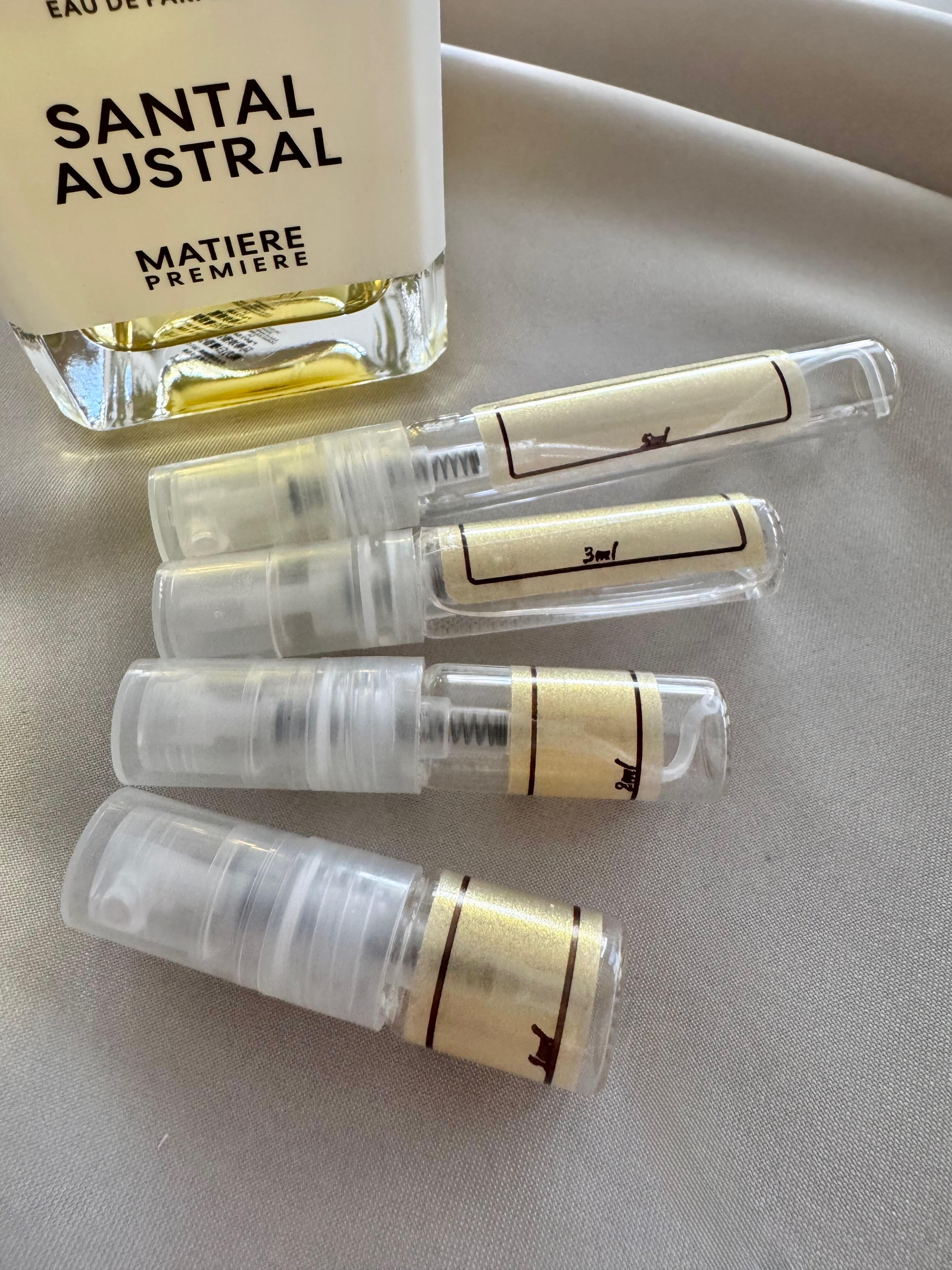 Matiere Premiere Santal Austral with sample bottles