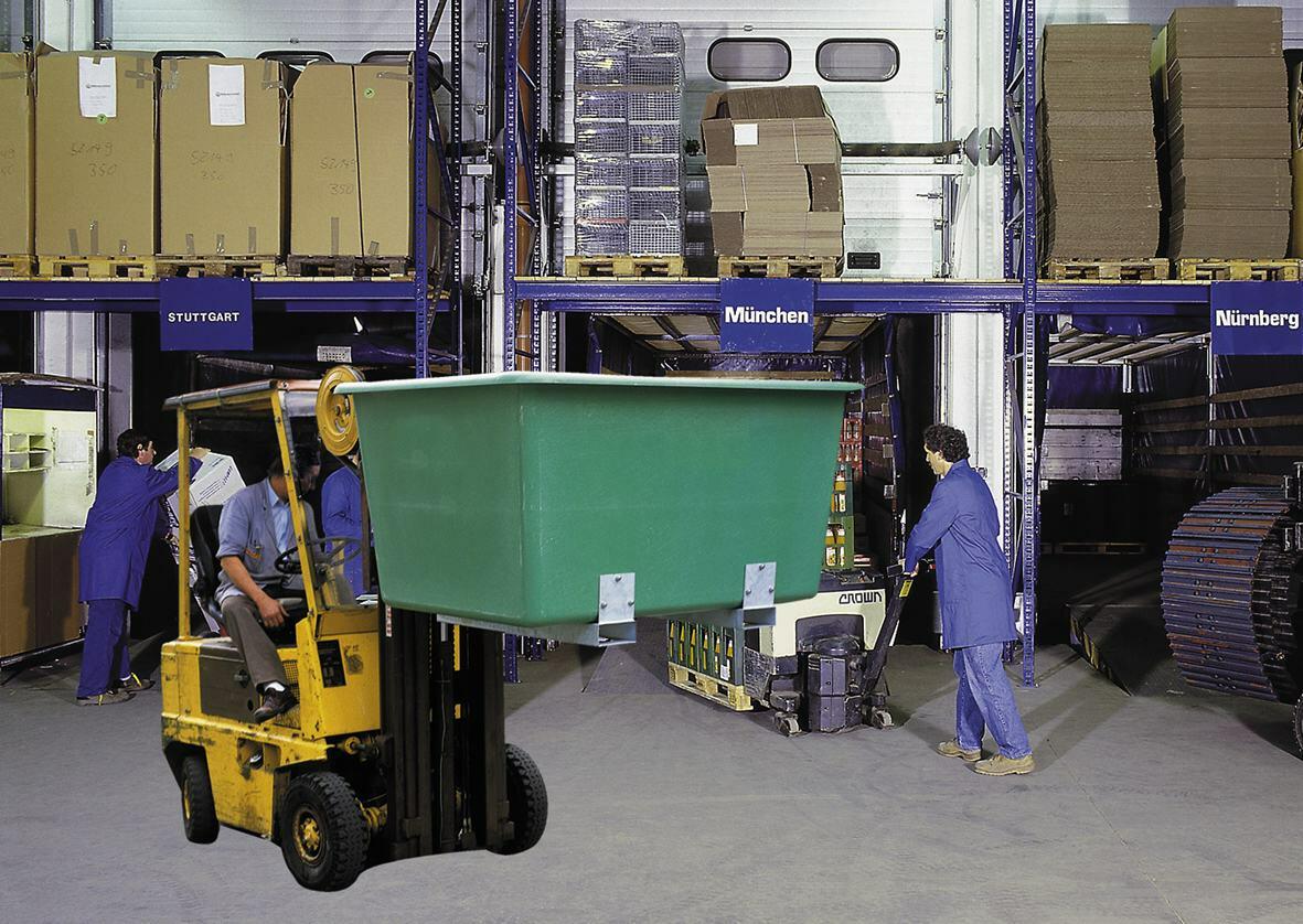 green plastic container large forklift