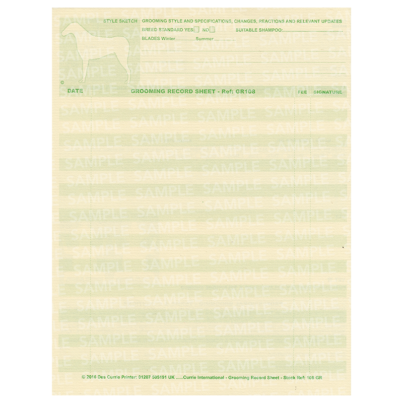 Grooming Record Sheets (50s)