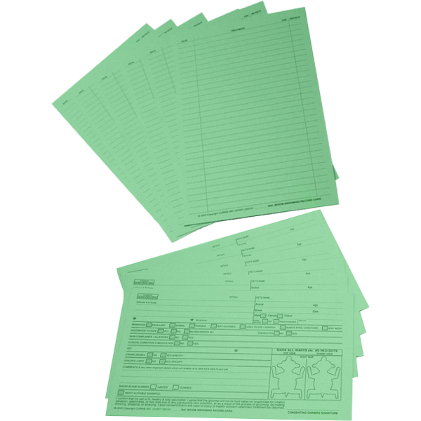 Dog Grooming Client Record Cards 100pk