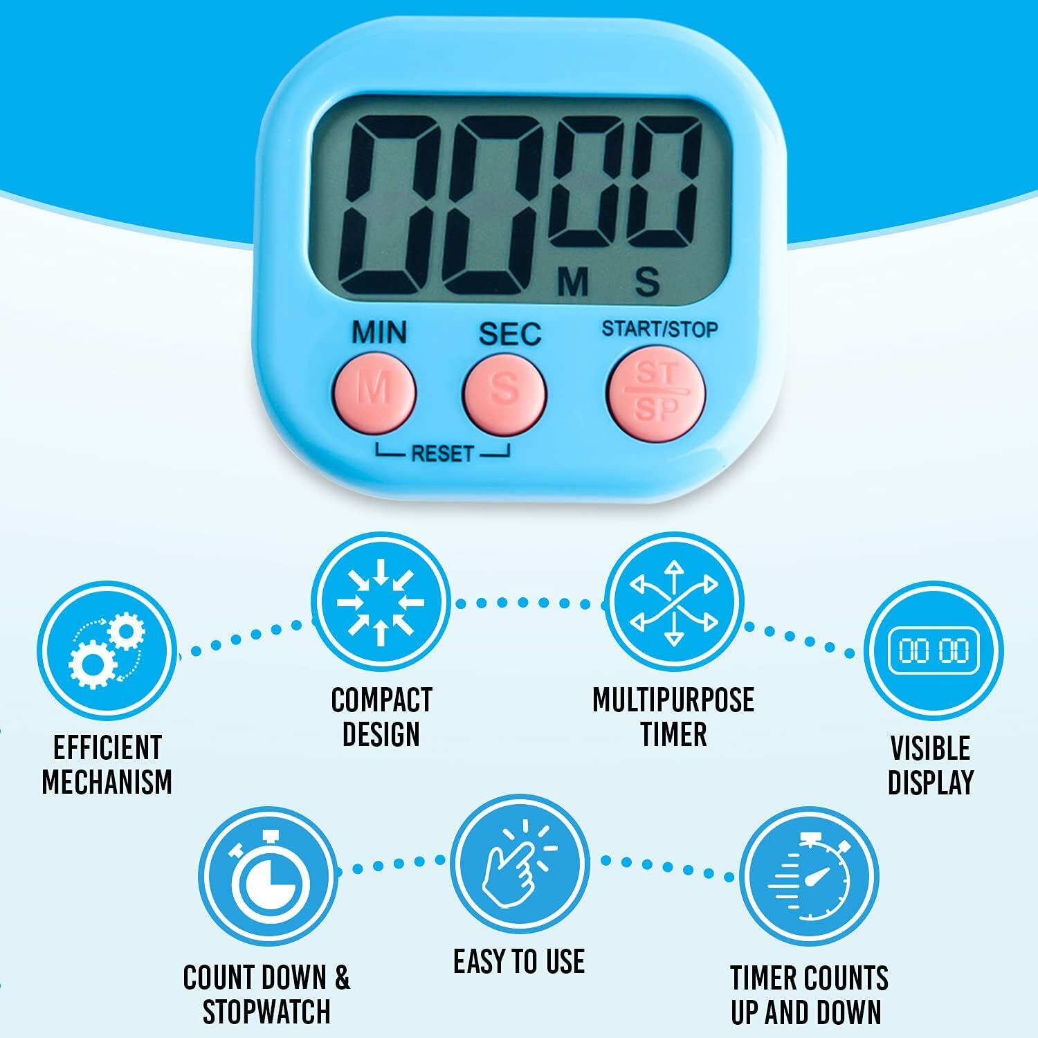 Kitchen Timer Digital Visual Timer Magnetic Clock Stopwatch Countdown Timer  Large LCD Screen Display for Cooking 