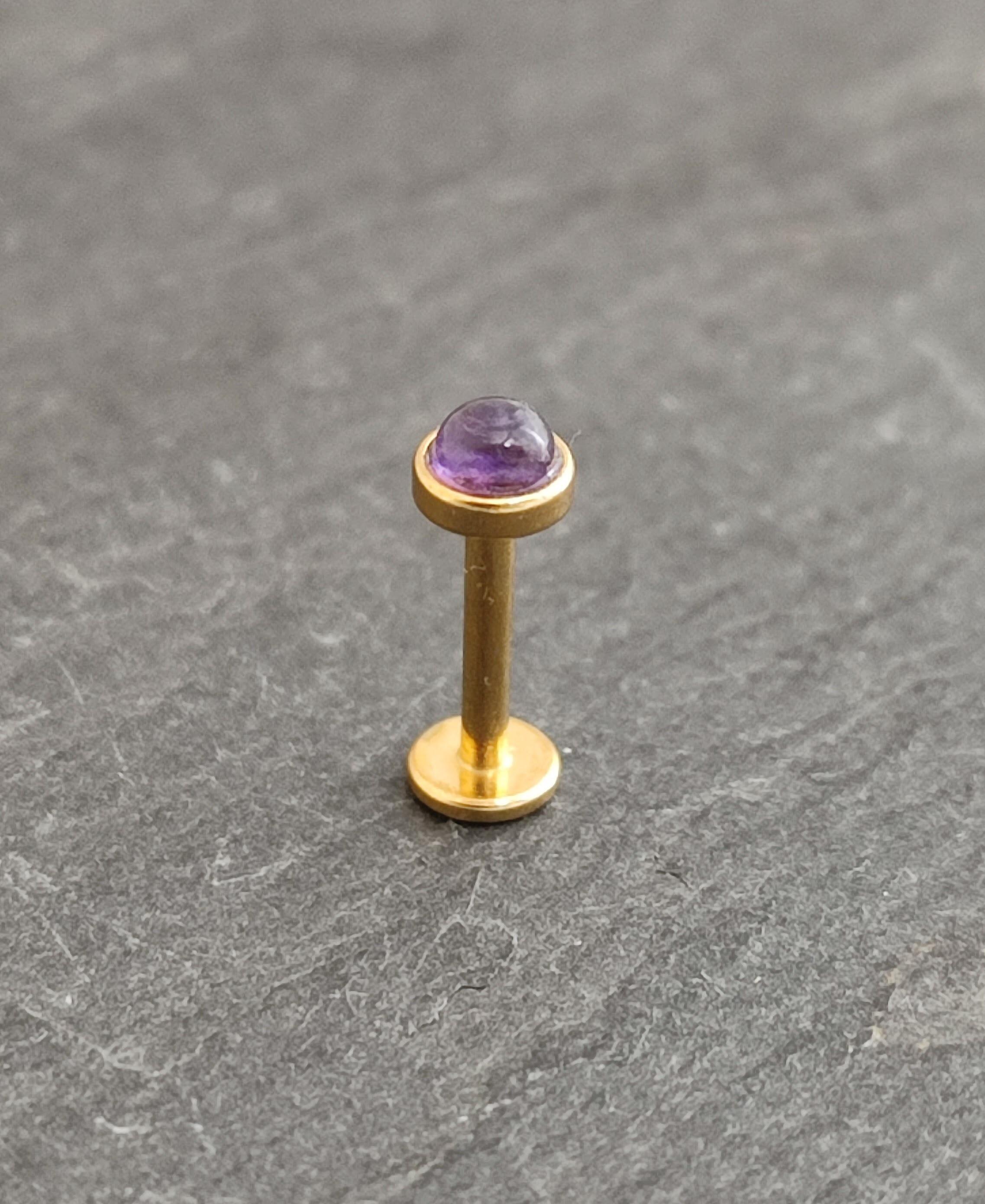 Amethyst gold surgical steel labret