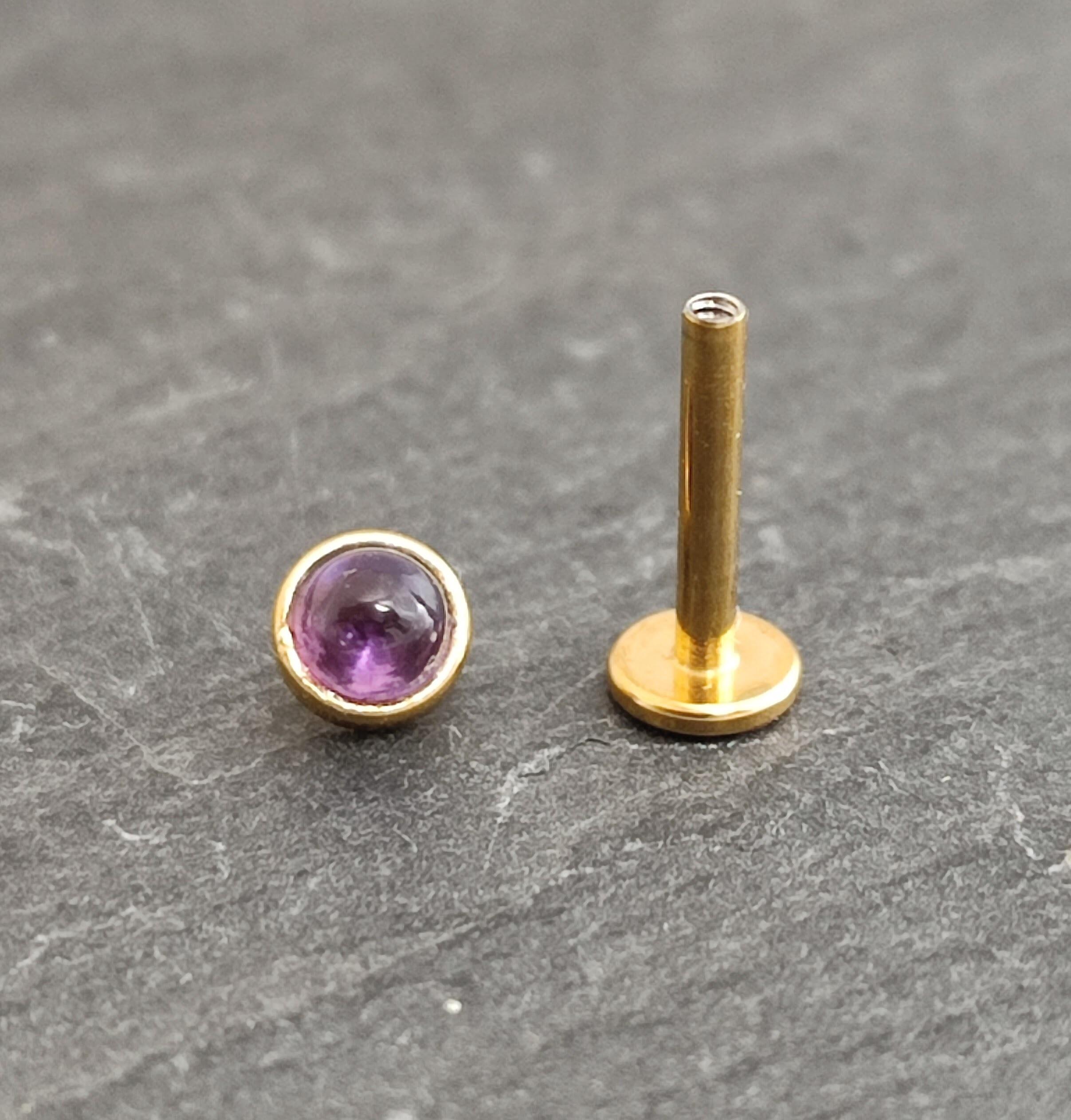 Amethyst gold surgical steel labret