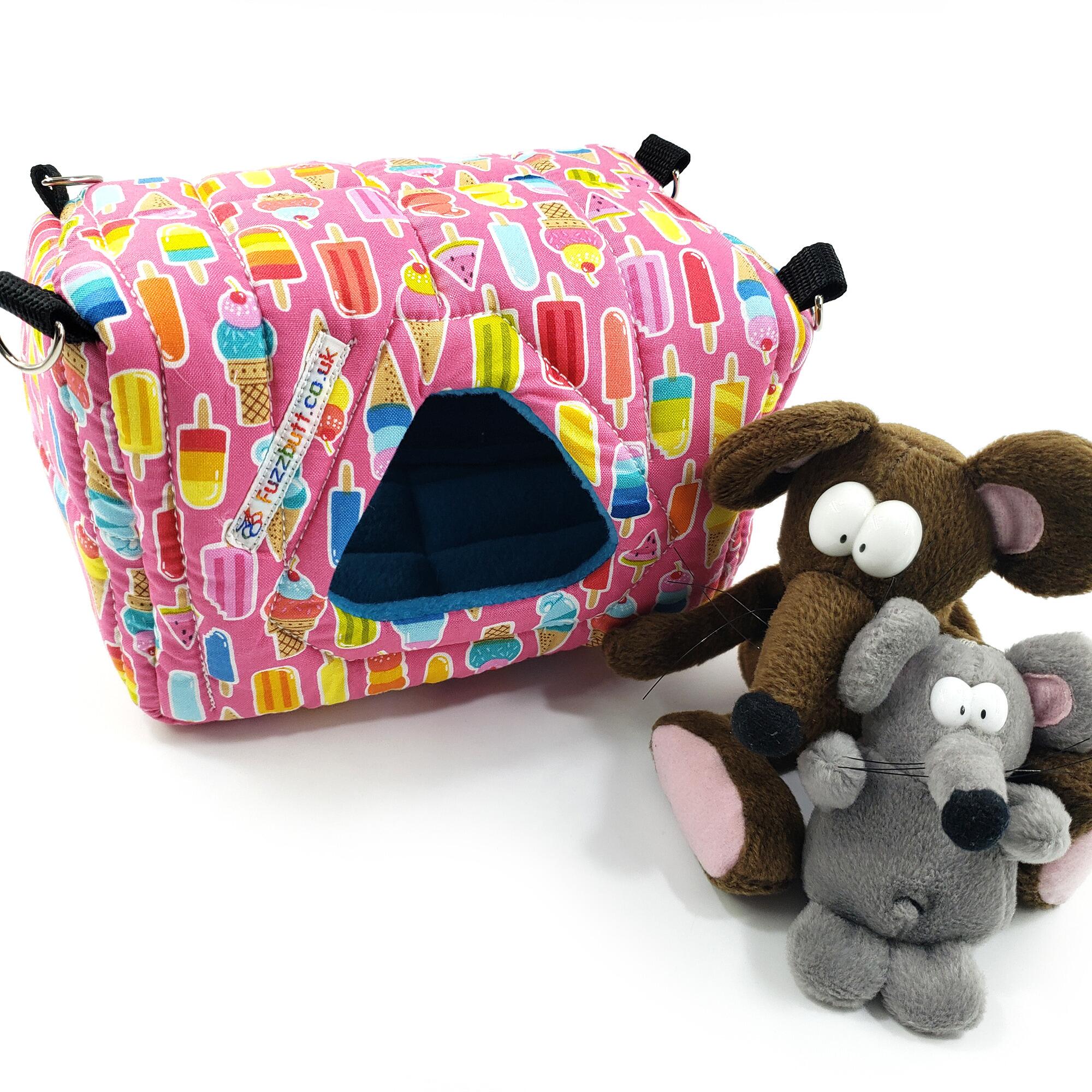 Fuzzbutt mini sleeping Cube, fleecy hanging cage cube for mice, hamsters, tiny furries!