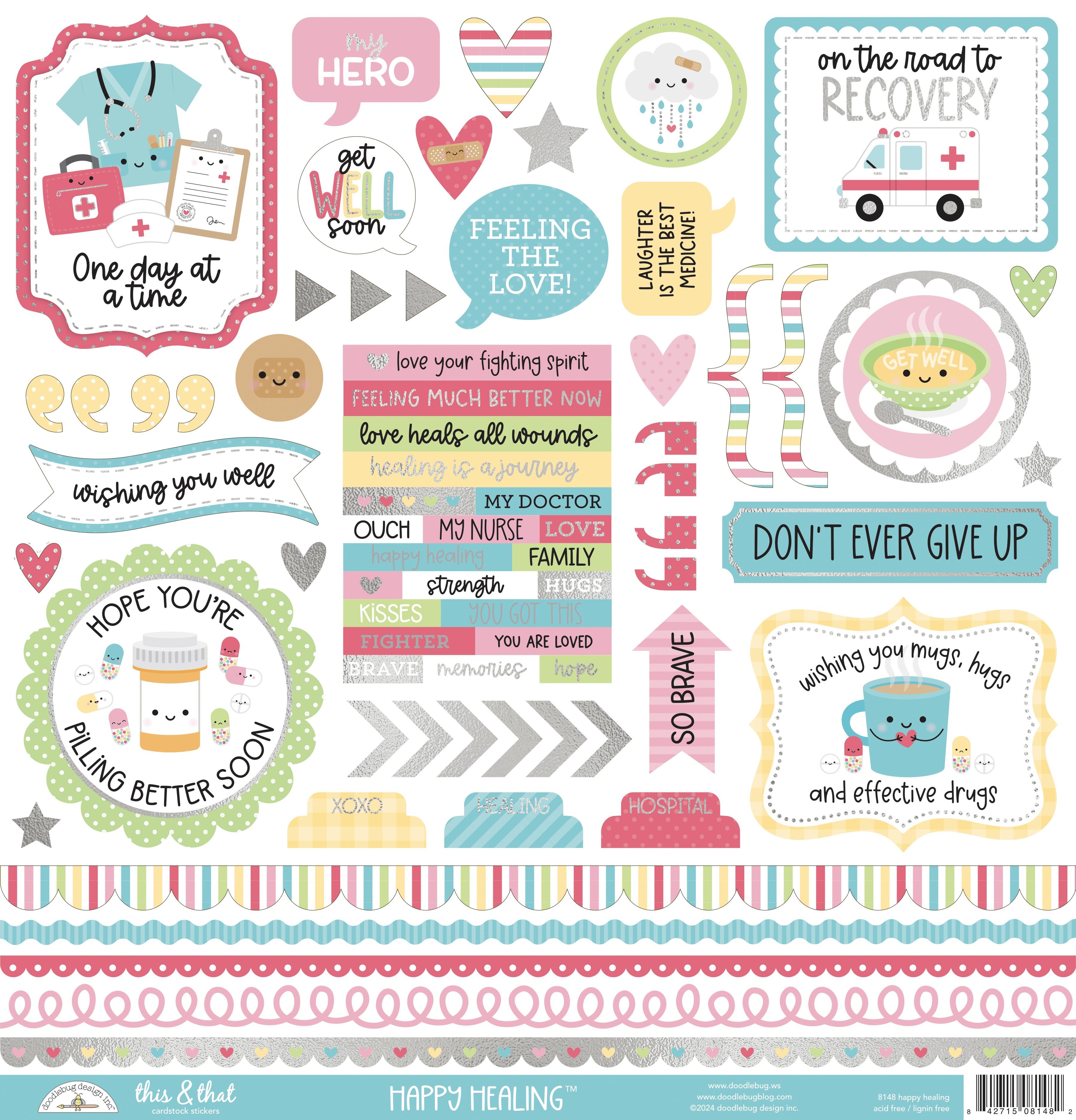 Sticker This One Doodlebug Happy Healing - 12x12 This & That Stickers
