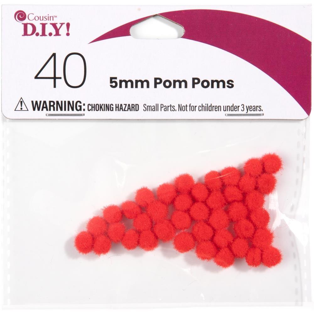 petite red pom poms - 3/16 inch (5mm)