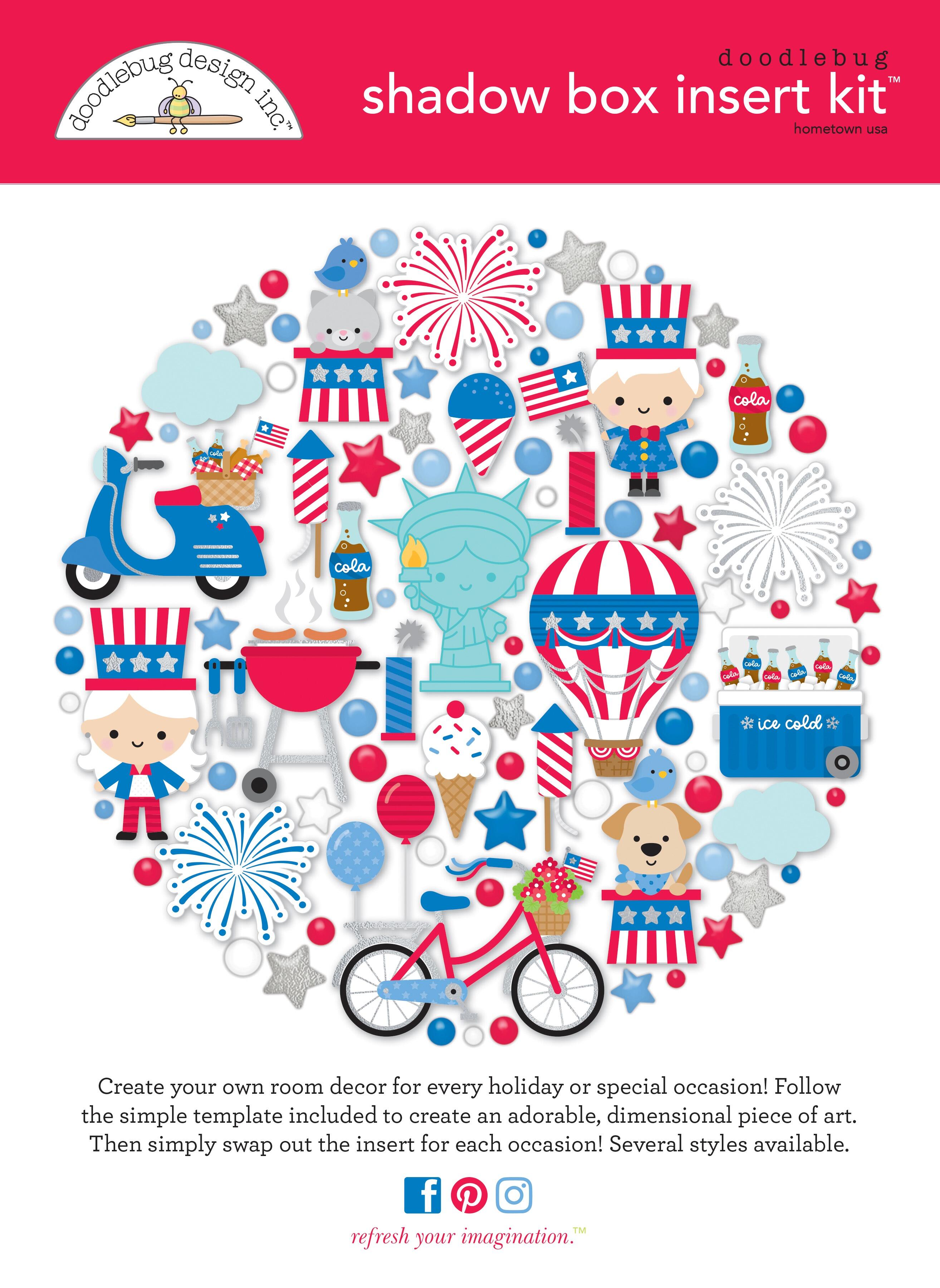 Doodlebug Design Shadow Box Insert Kit Hometown USA