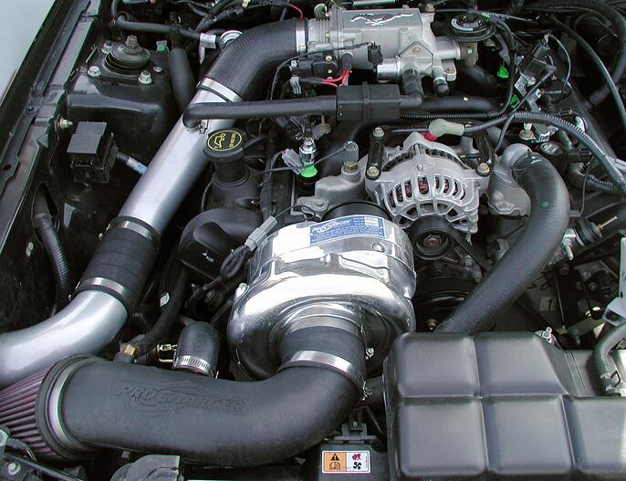 8-10 psi and 55-70% hp increase for 1996-1998 Mustang GT with an ATI ProCharger
