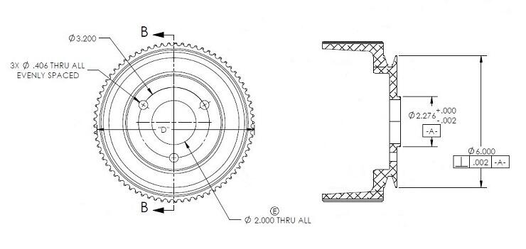 ATI DC0xxA-007   50mm xx tooth BBC crank with accessory drive