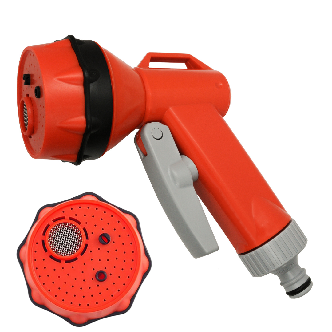 Multipurpose nozzle for garden watering and washing