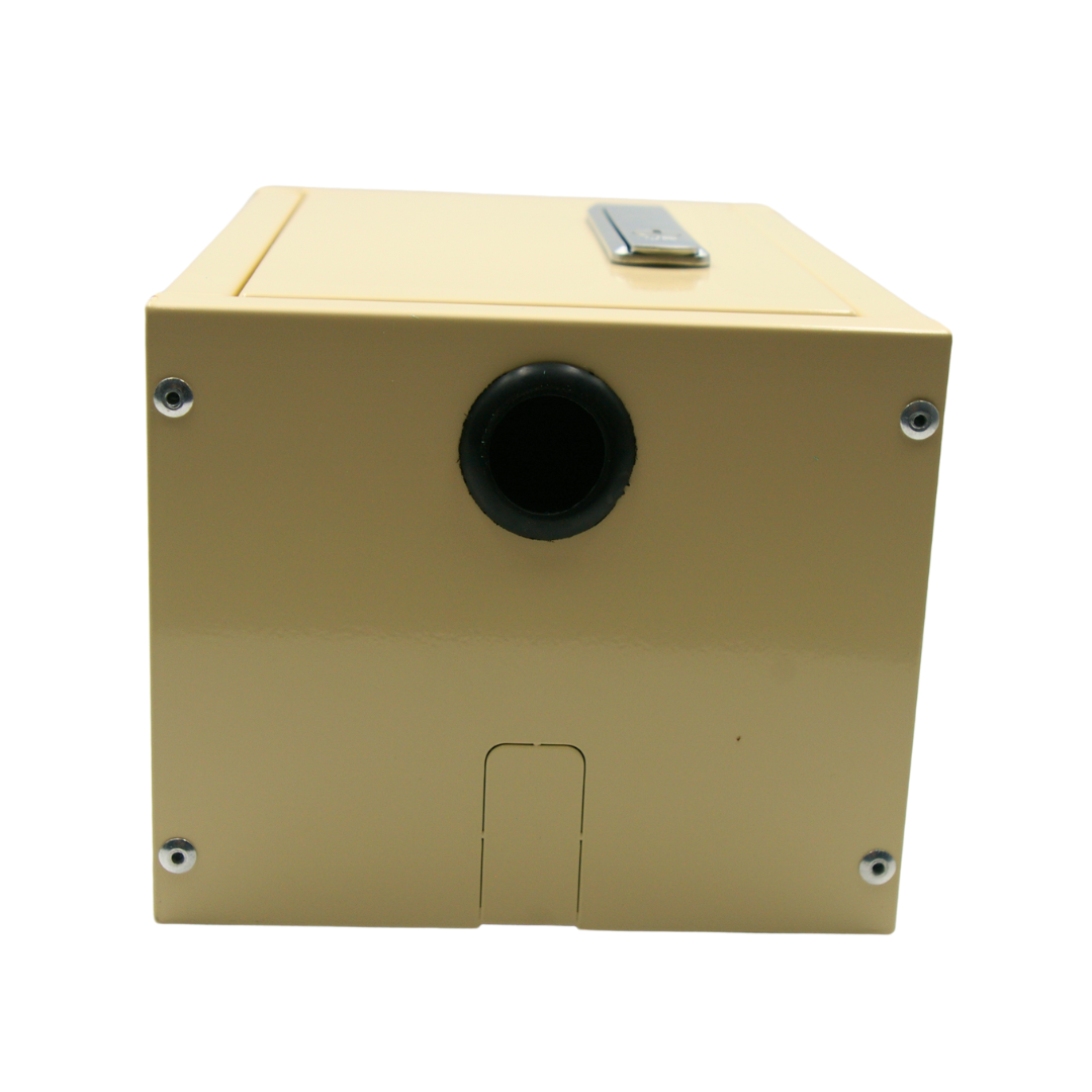 Bottom view of Ivory Robox Insulated Tap Lock Box with grommet hole