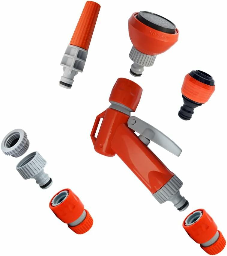 Multi attachment nozzle for a variety of outside watering tasks 