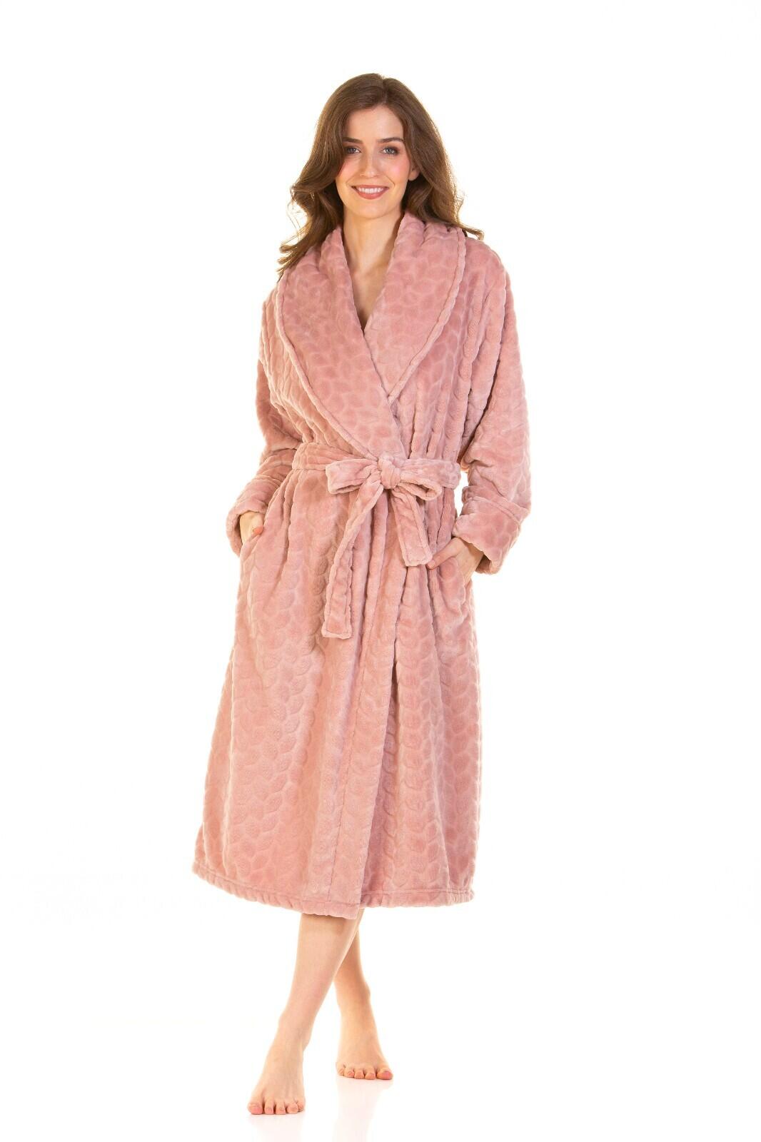 dusky pink dressing gown OLIVIA ROCCO Teddy Fleece Hooded Robe Dusky Pink