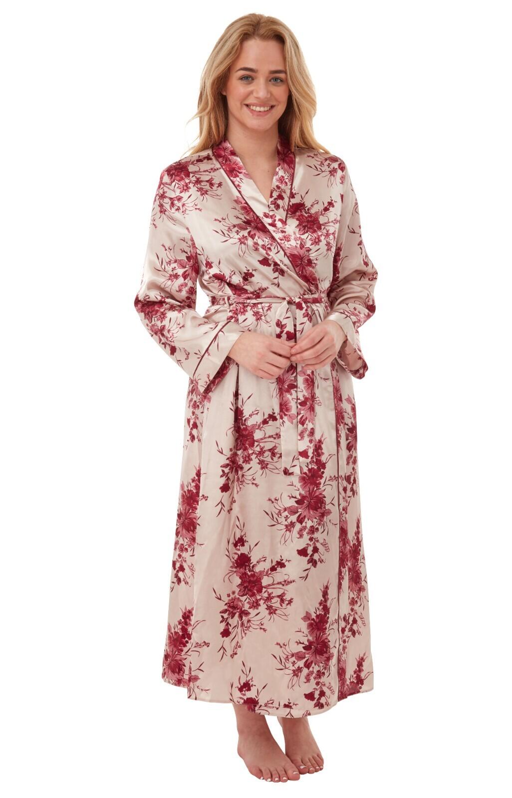Indigo Sky Tonal Charmeuse Satin Robe Ruby Print