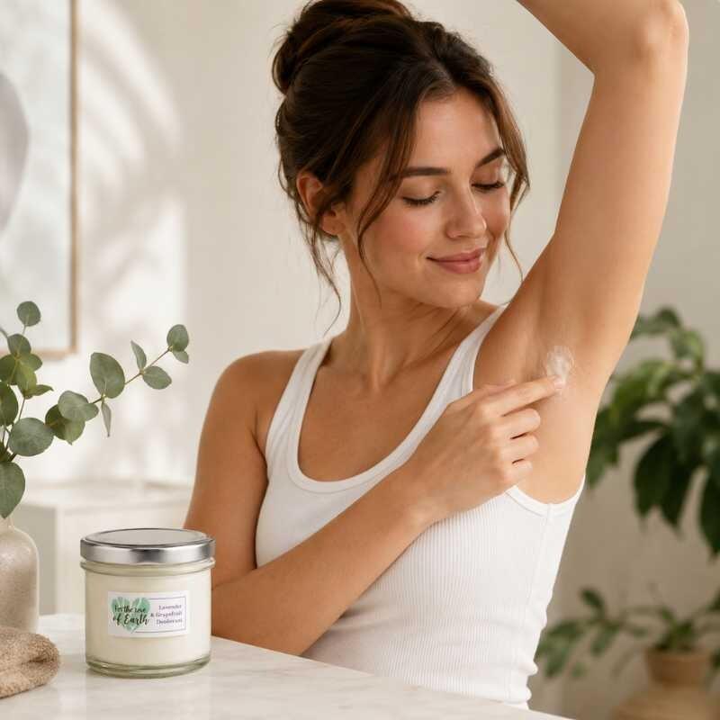 Applying natural cream deodorant