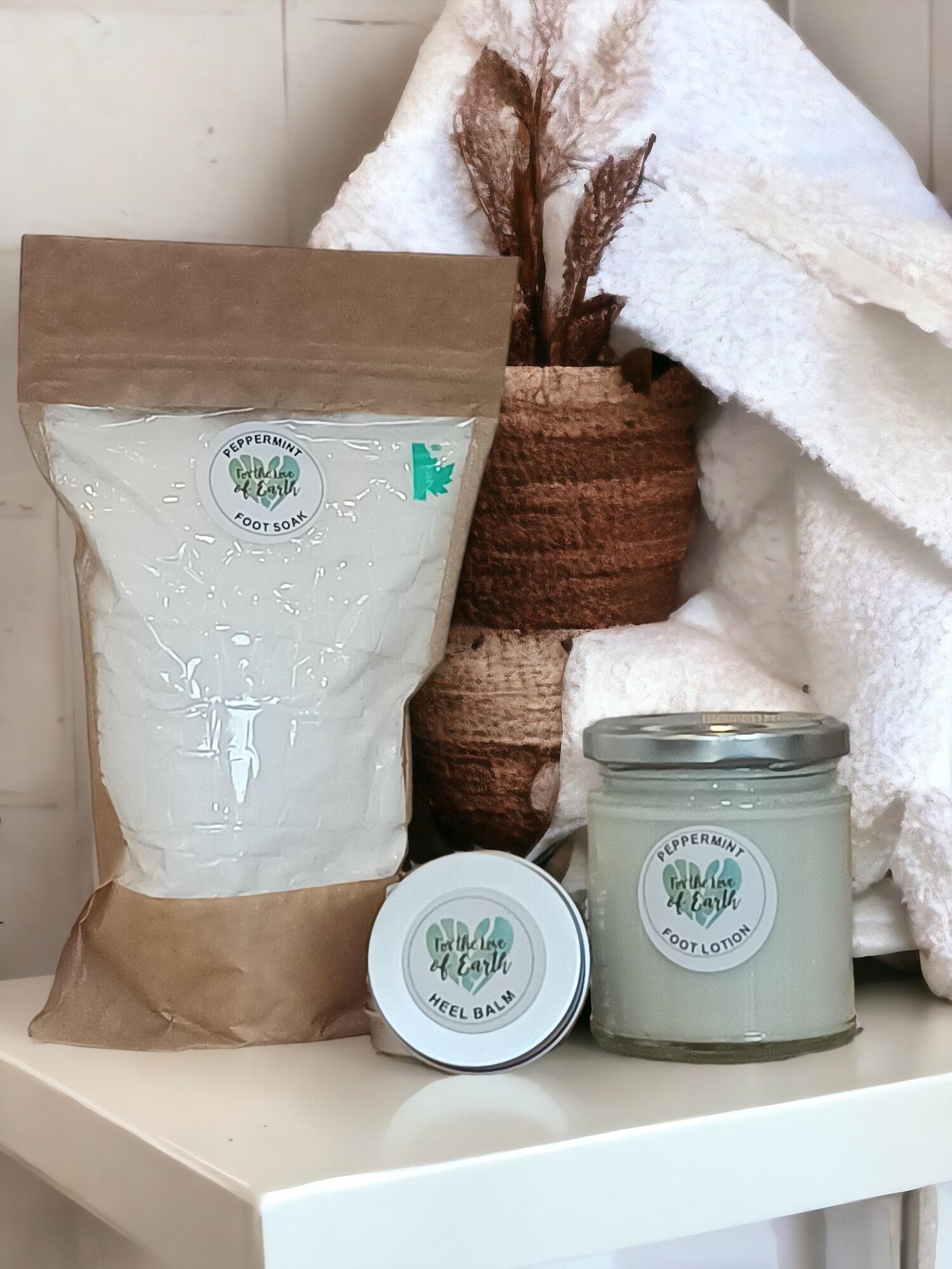 jar of soothing peppermint foot lotion, foot care products