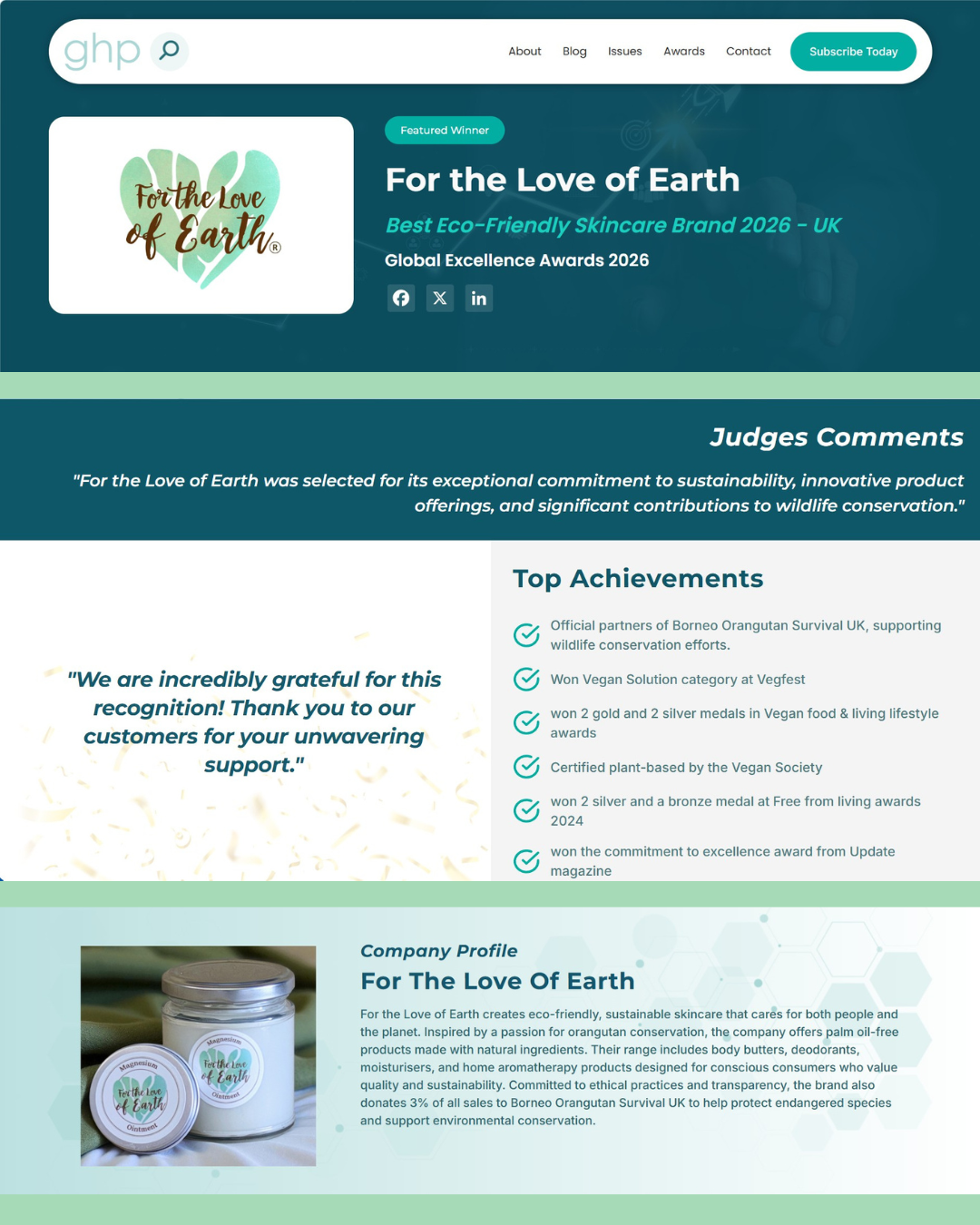 For The Love Of Earth at the Allergy and Free From Show at the NEC