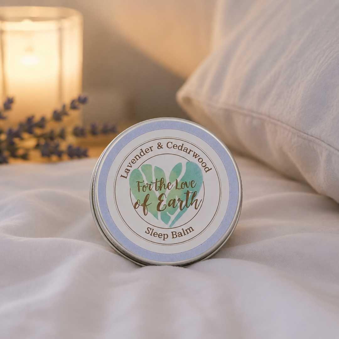 A natural sleep balm on a bed