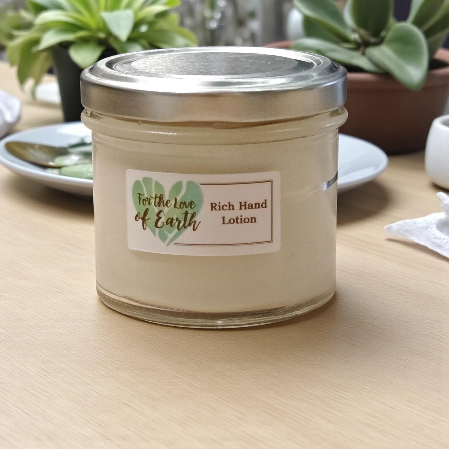 natural hand lotion in a glass jar