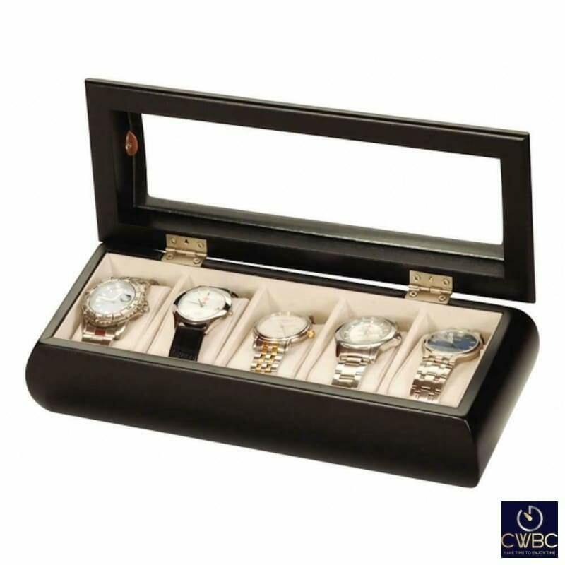 Mele & Co Java Collection Black Leather Five Piece Wrist Watch Storage Box - The Classic Watch Buyers Club Ltd