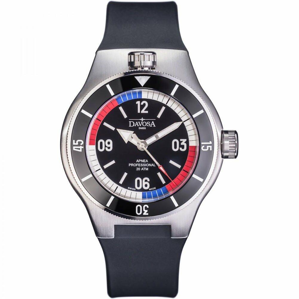 Davosa Automatic Apnea Diver Stainless Steel Black Red Face Wrist Watch - The Classic Watch Buyers Club Ltd