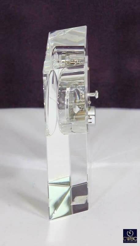 Rhombus Desktop Lead Crystal Clock with Plated Movement by David Peterson - The Classic Watch Buyers Club Ltd