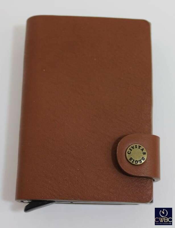 Civitas Regis RFID Cardprotector Slimline Wallet in Genuine Calfskin Brown - The Classic Watch Buyers Club Ltd