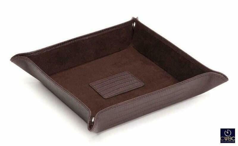 Wolf Blake Teju Lizard Effect Brown Leather Snap Coin Tray - The Classic Watch Buyers Club Ltd