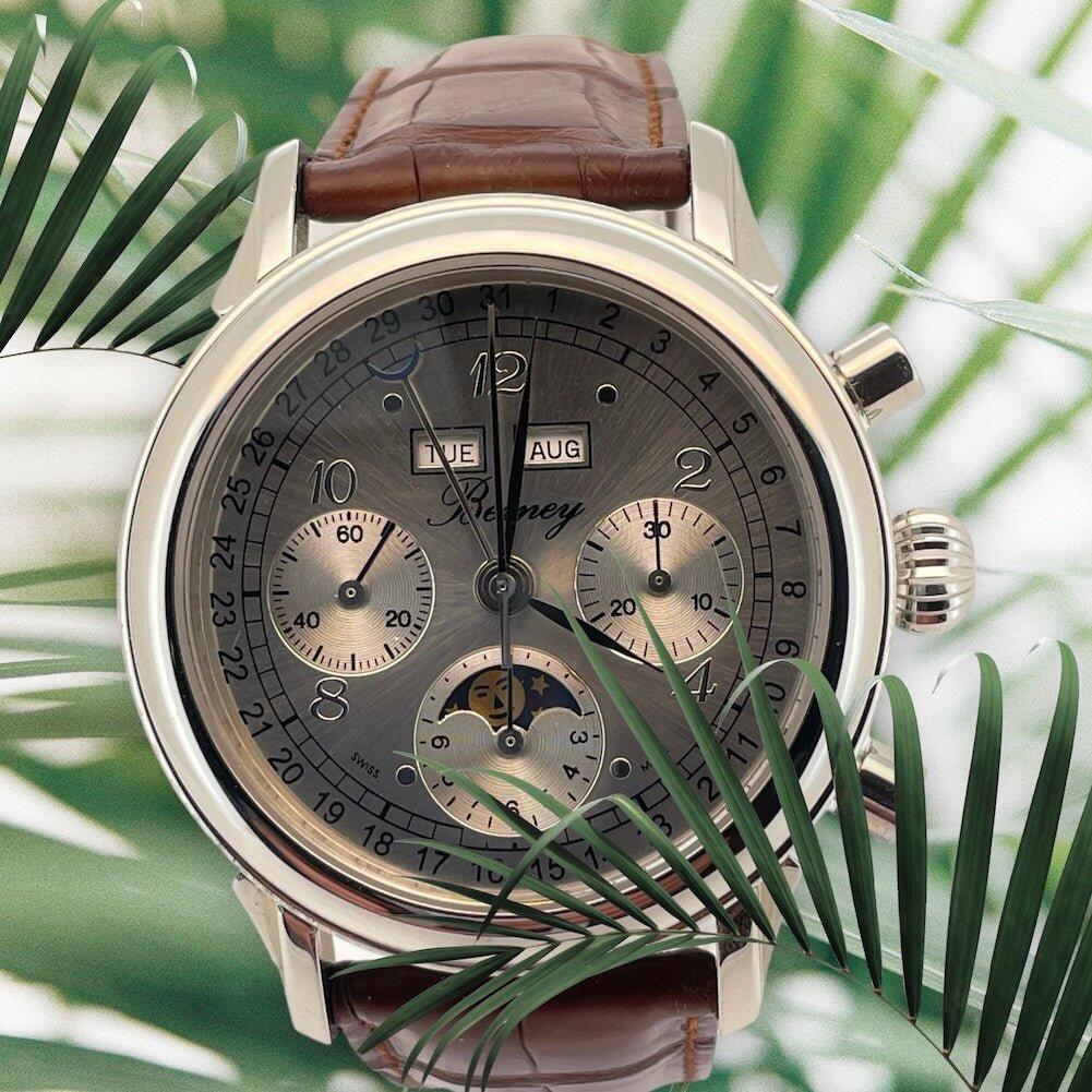 Berney Full Calendar Chronograph - Valjoux 88 Silver - The Classic Watch Buyers Club Ltd