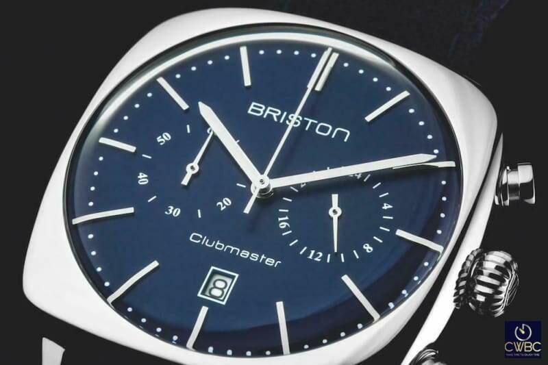 Briston Clubmaster Vintage Steel Chrono 40 Polished Steel with Blue Dial Watch - The Classic Watch Buyers Club Ltd