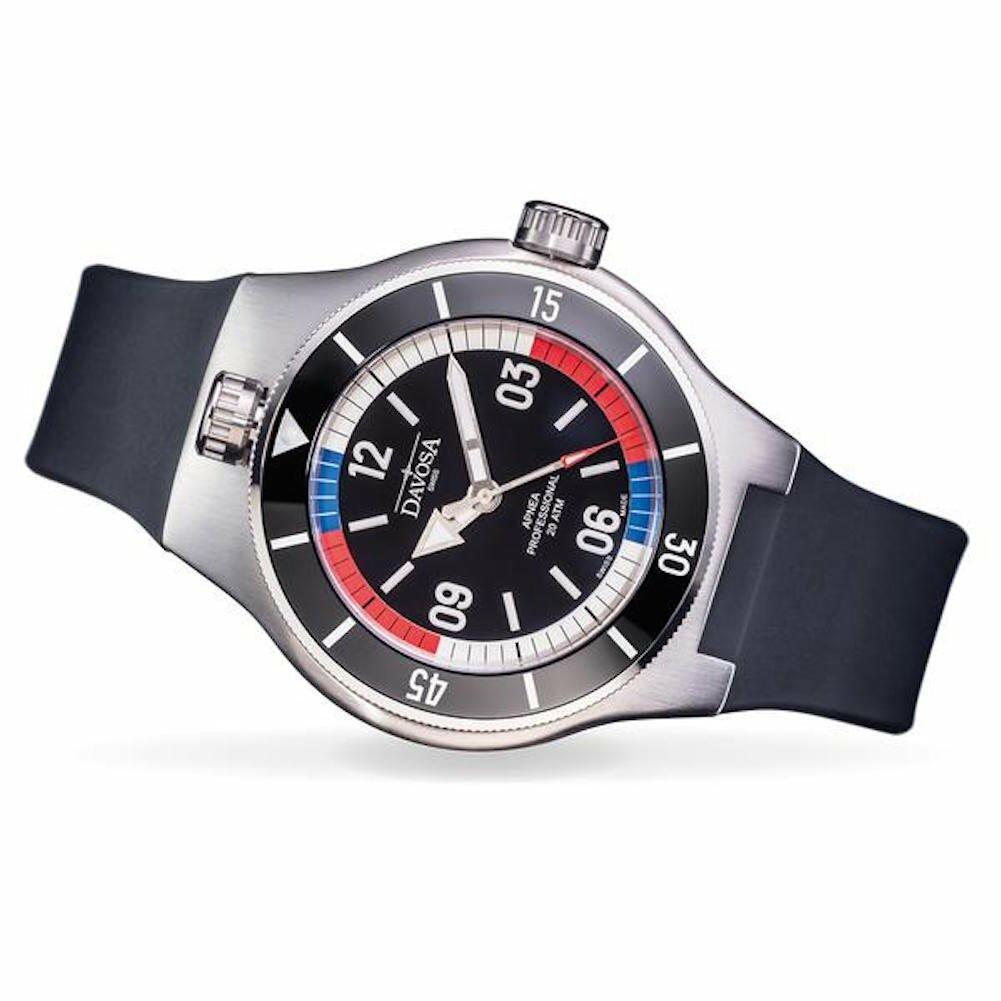 Davosa Automatic Apnea Diver Stainless Steel Black Red Face Wrist Watch - The Classic Watch Buyers Club Ltd