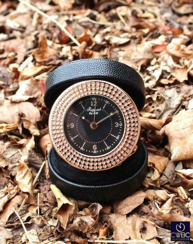 Rapport Rosette Black and Rose Gold A291 Travel Alarm Clock - The Classic Watch Buyers Club Ltd