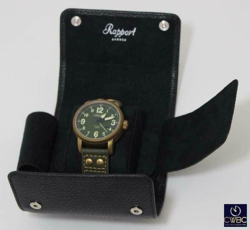 Rapport Berkeley Black Leather Pebble Pattern Single Watch Pouch - The Classic Watch Buyers Club Ltd
