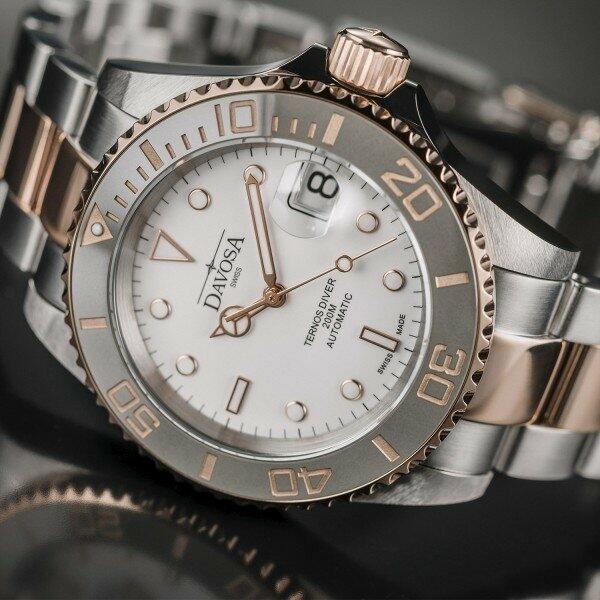 Davosa Ternos Ceramic Two Tone Rose Grey - The Classic Watch Buyers Club Ltd