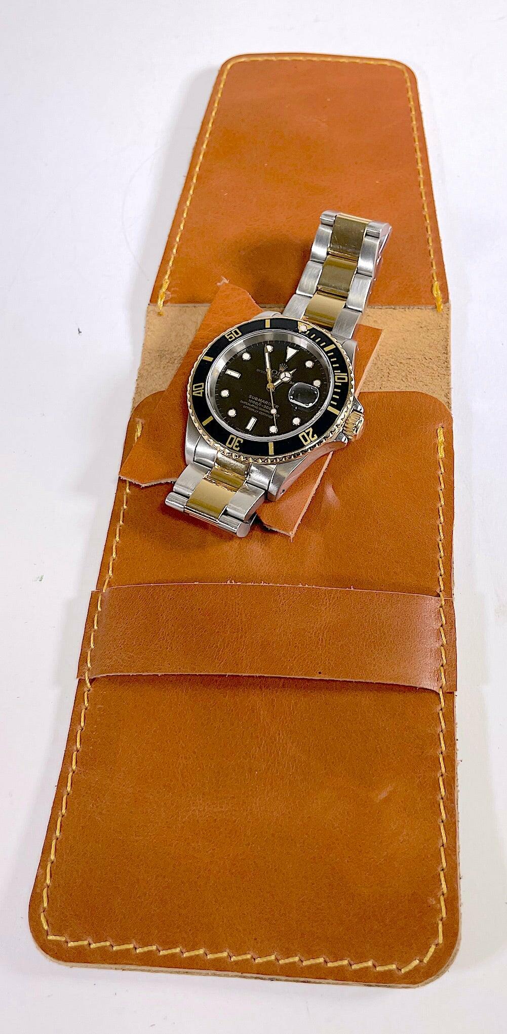 Watch Slipcase / Roll for 1 Watch in Tan Leather - The Classic Watch Buyers Club Ltd