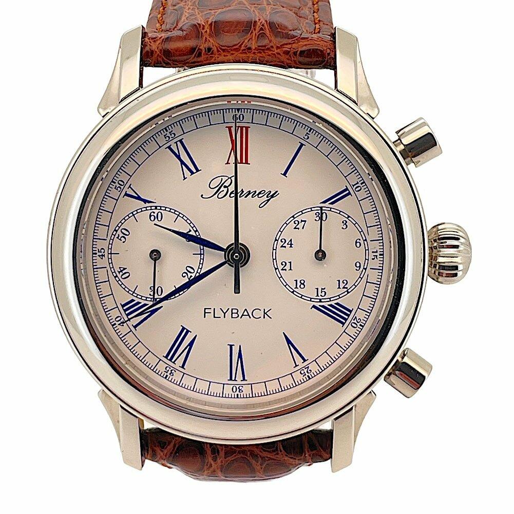 Berney Chronograph Flyback - Valjoux 22 White Dial (Rare) - The Classic Watch Buyers Club Ltd