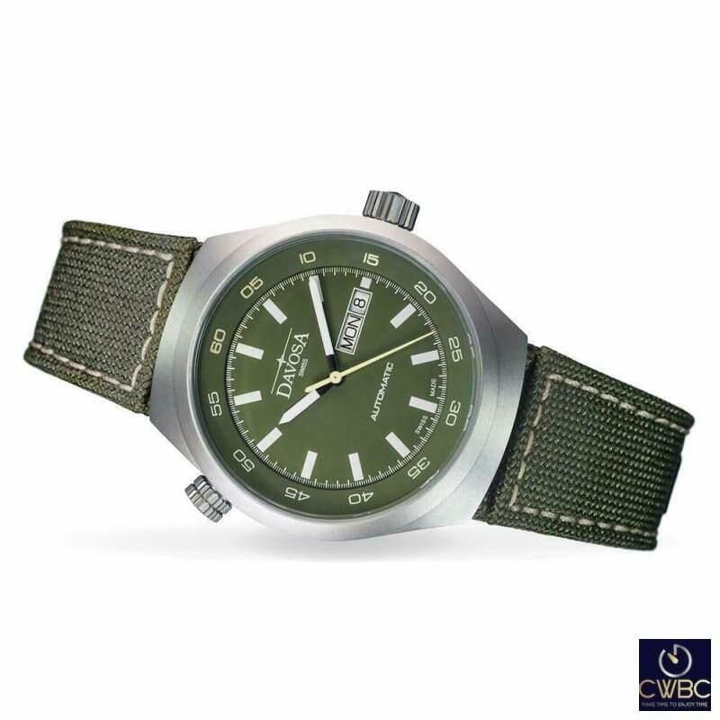 Davosa Automatic Green Face Strap Stainless Steel Trailmaster Wrist Watch - The Classic Watch Buyers Club Ltd