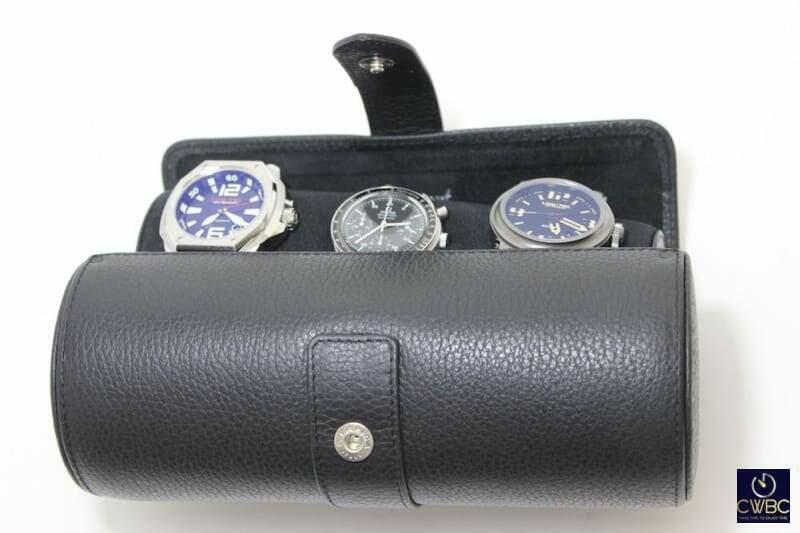 Rapport Berkeley Black Leather Pebble Pattern 3 Watch Roll - The Classic Watch Buyers Club Ltd