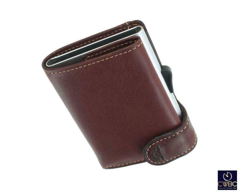 Tony Perotti Aluminium Card Sleeve RFID Mini Wallet in Brown - The Classic Watch Buyers Club Ltd