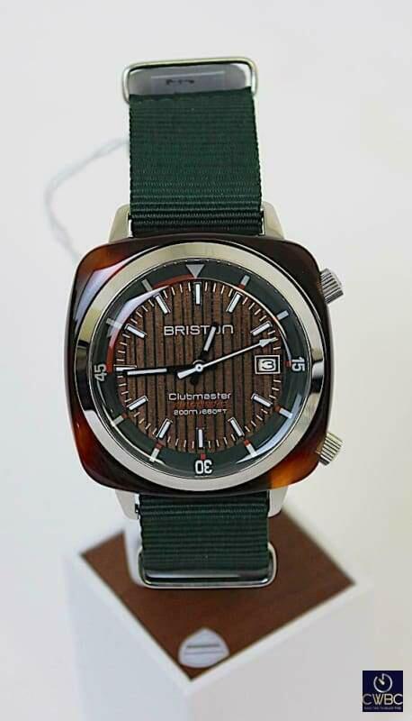 Briston Clubmaster Diver Automatic Date 42 Acetate Walnut Wood Dial Watch - The Classic Watch Buyers Club Ltd