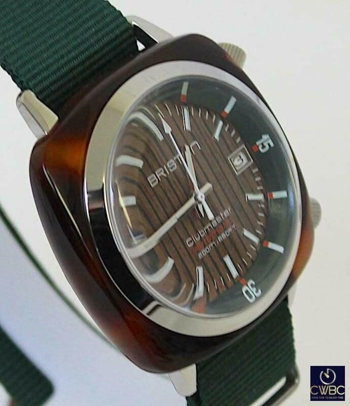 Briston Clubmaster Diver Automatic Date 42 Acetate Walnut Wood Dial Watch - The Classic Watch Buyers Club Ltd