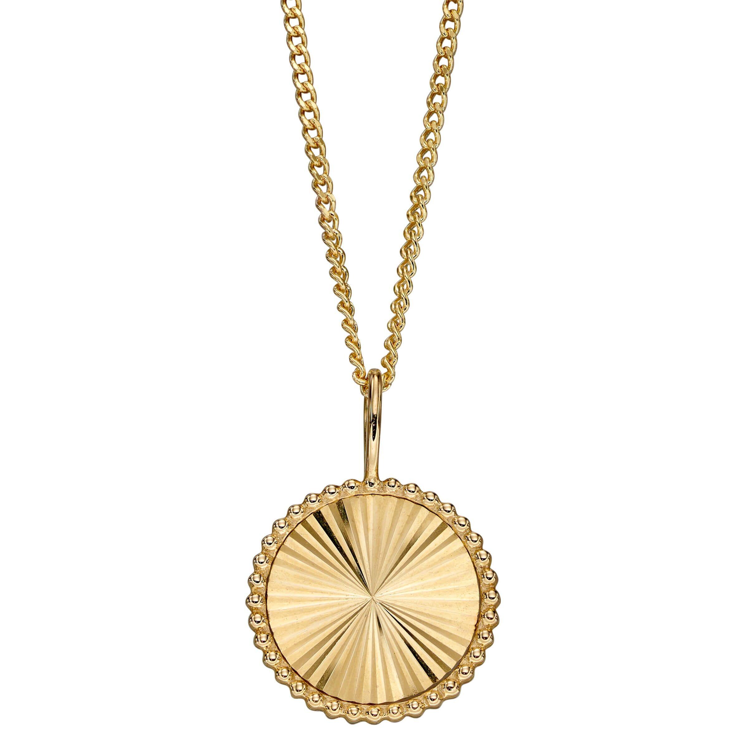 9ct Yellow Gold Plain Disc Necklace GN289