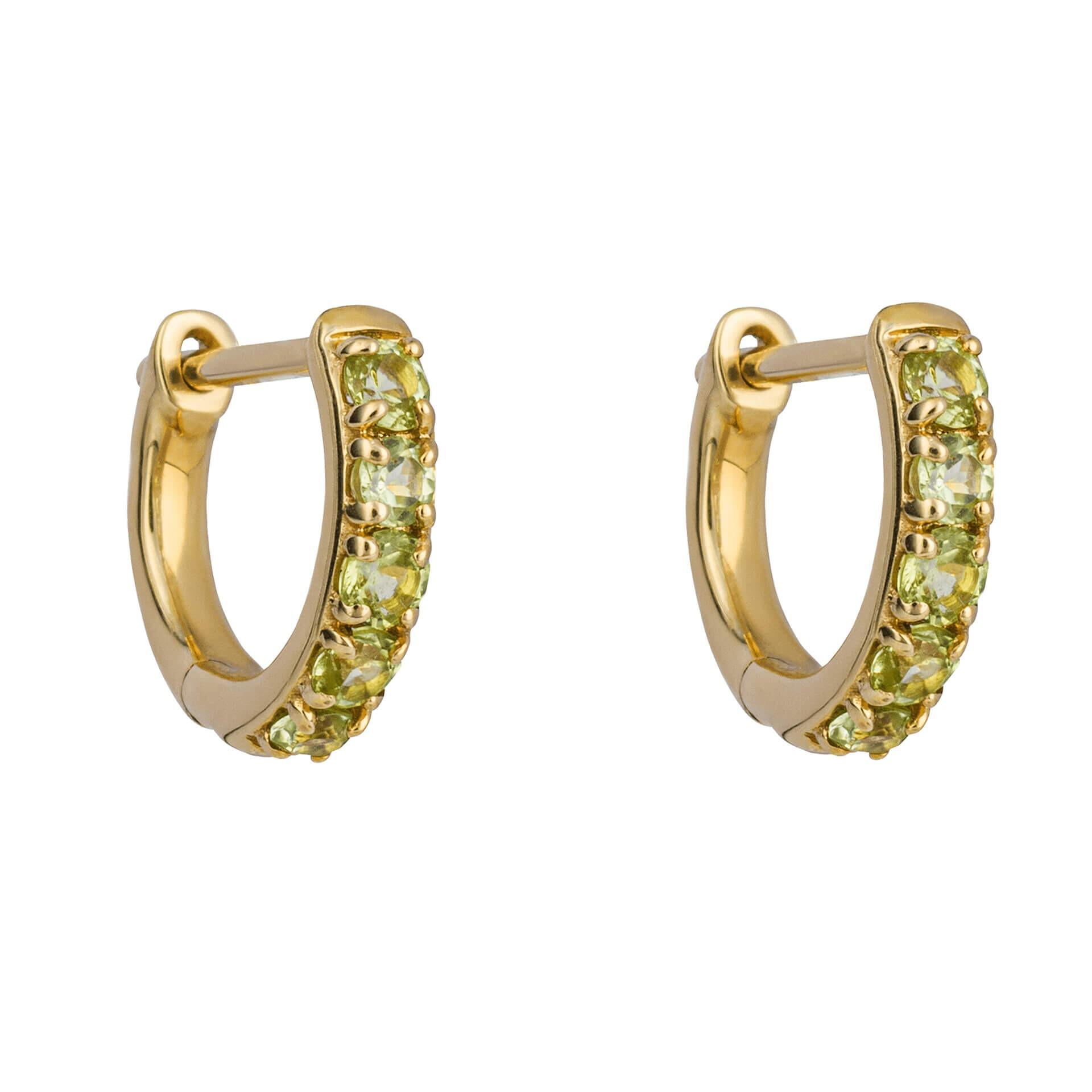 9ct Gold Semi-Precious Gemstone Hoop Earrings