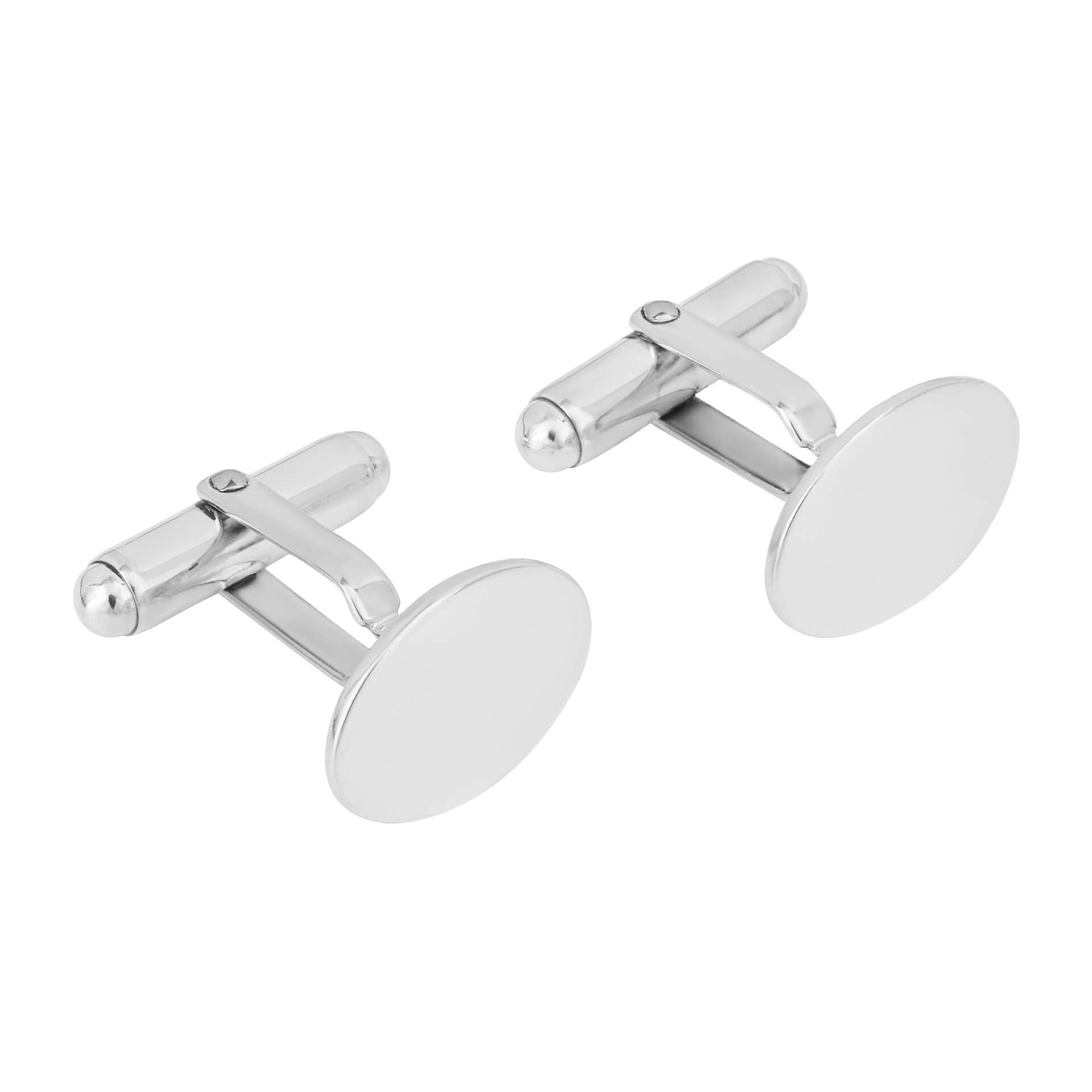 Engravable Sterling Silver Oval Cufflinks