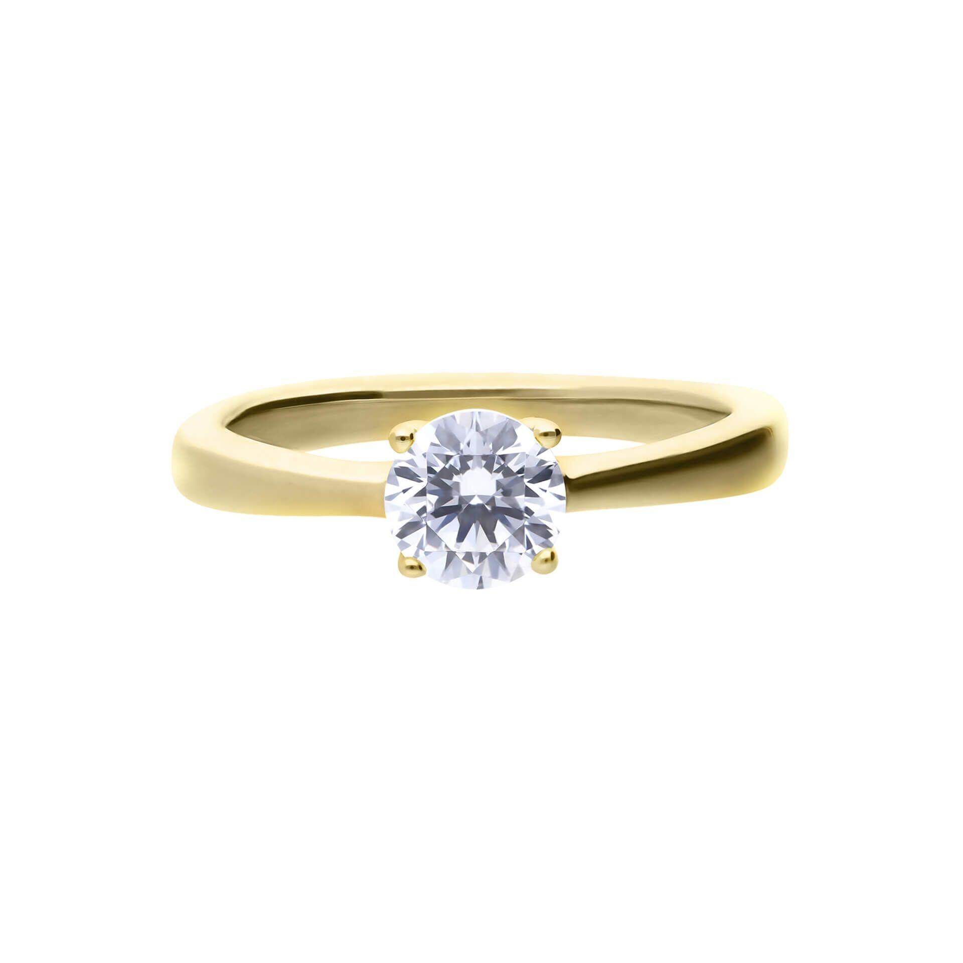 Diamonfire® 1ct Solitaire Ring with 4 Claw Setting in Sterling Silver, available in Platinum or 24K Gold Plated Triple Finish, presented in exclusive Diamonfire® silk packaging with a luxury gift box and bag.